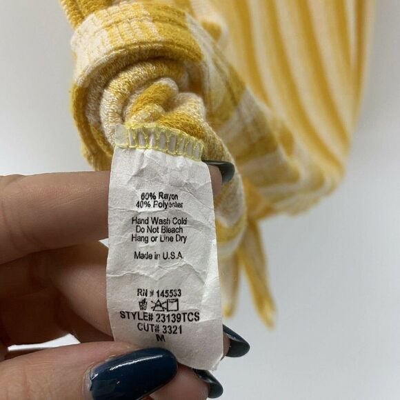 W5 Marigold Yellow Striped Tie Front Blouse Medium - Picture 6 of 6